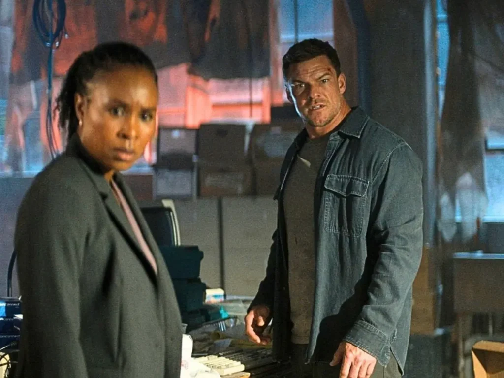 Reacher Season 4 Episode 5 Recap: Lila’s Game Falls Apart as the Conspiracy Gets Much Bigger Frances Neagley (Maria Sten) and Jack Reacher (Alan Ritchson) react to something off-screen in Prime Video's series Reacher.
